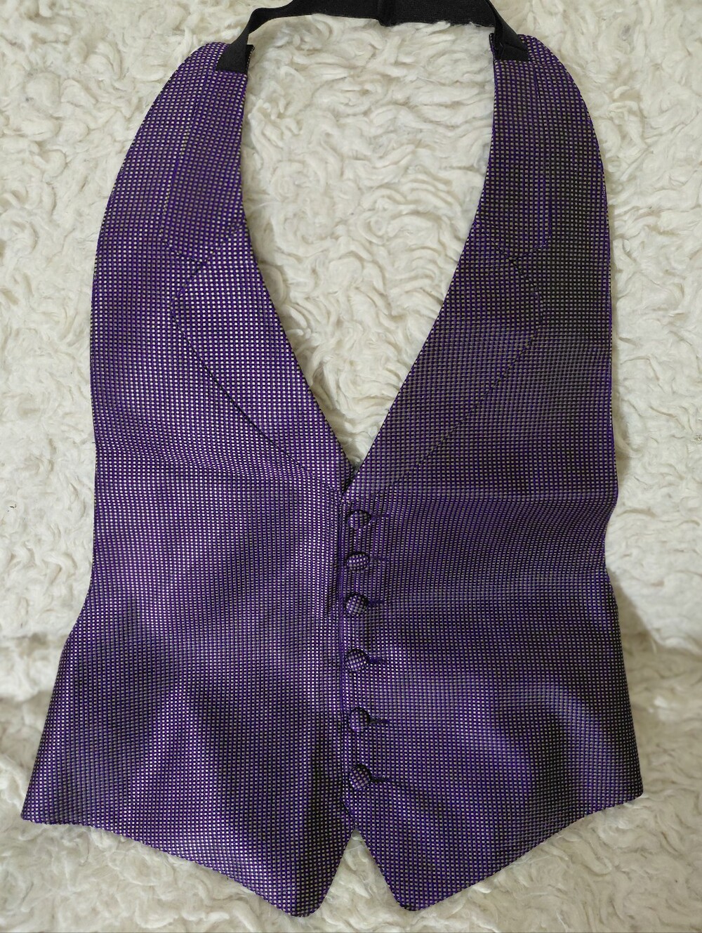 Chaps Ralph Lauren Purple/Silver Textured Halter Vest with Button Front